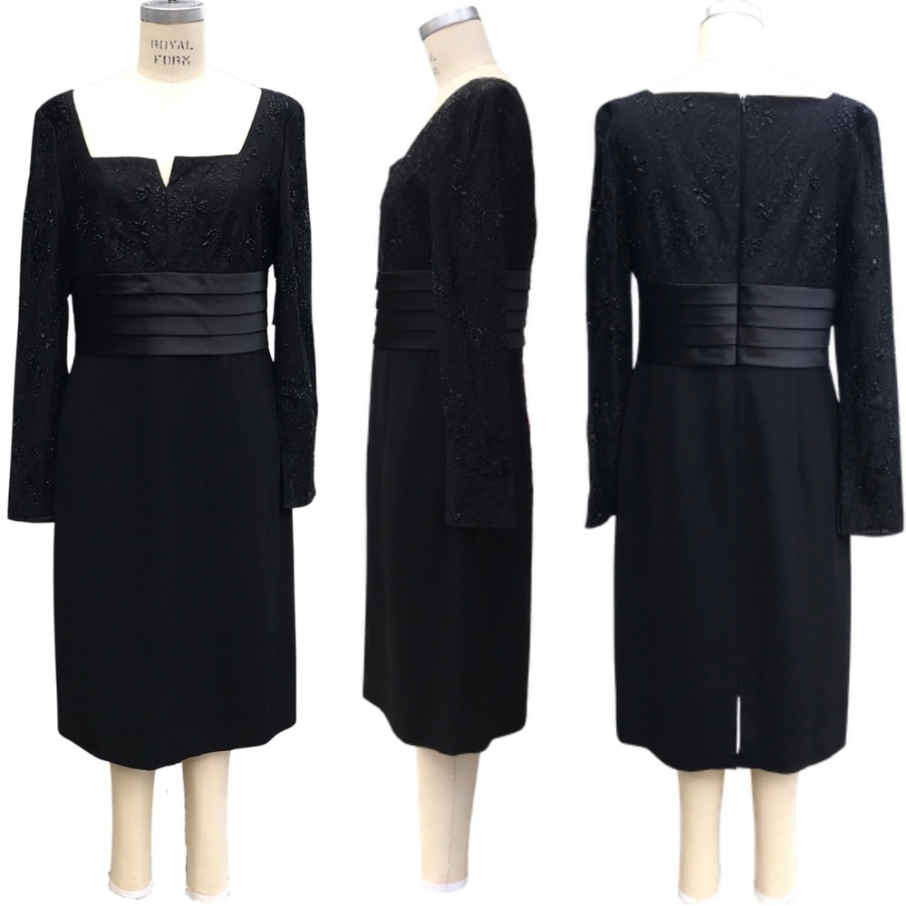 Valerie Long Sleeve Black Lace Sheath Dress Sz 10
